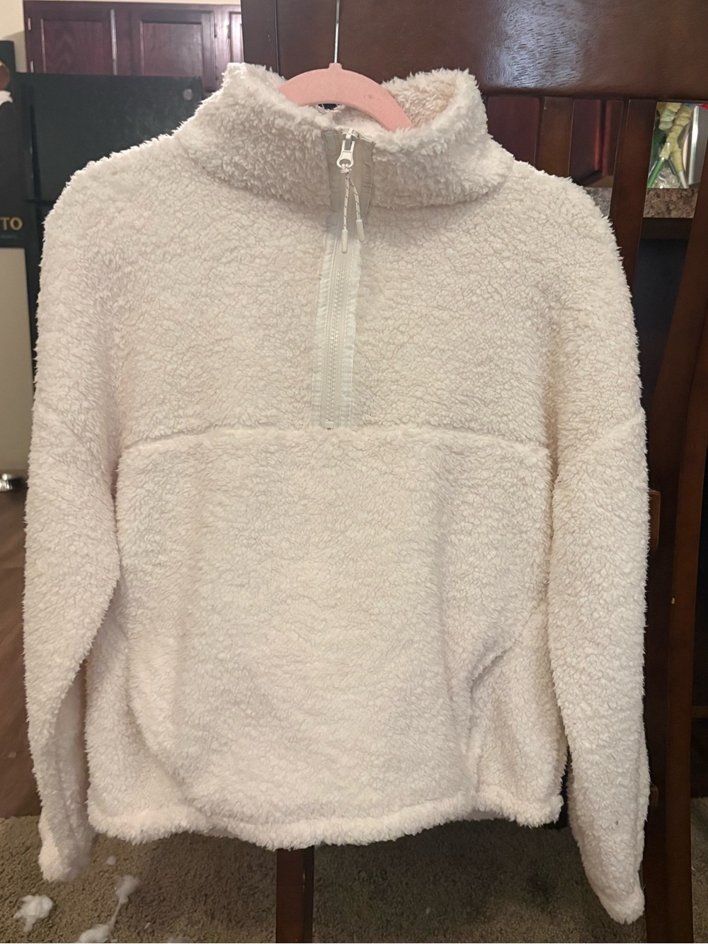 No Boundaries Cream Sherpa Half-Zip Jacket
